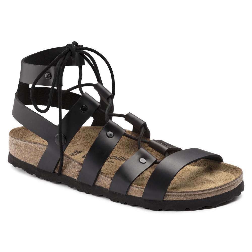Birkenstock Papillio Cleo Black Leather Gladiator Sandal. Size 7.